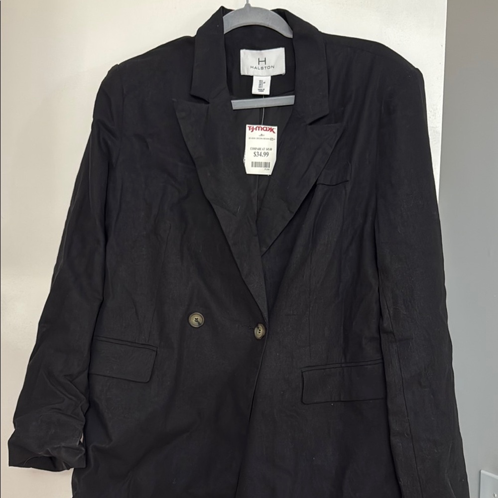 H by Halston Double-Breasted Black Blazer